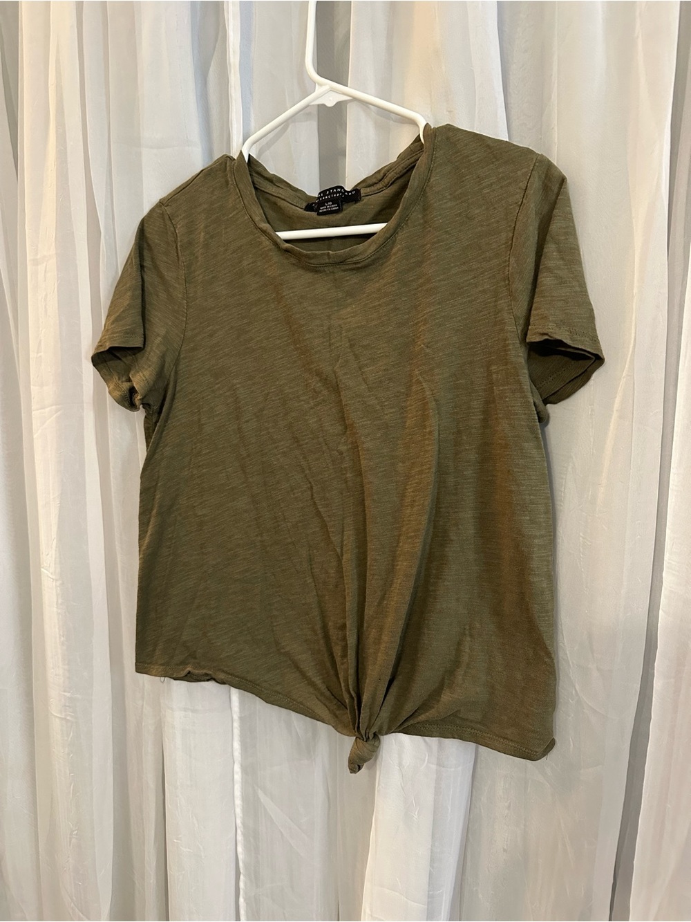 Madewell Olive Green Knot Front Tee